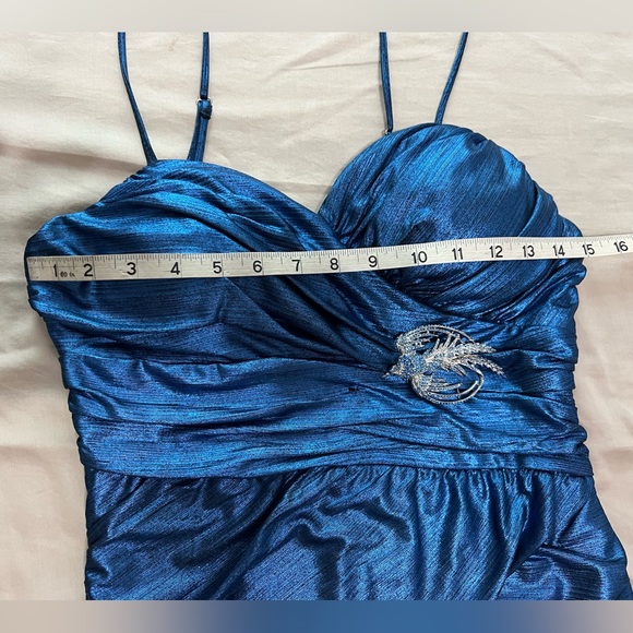 Metallic Blue Bodycon Mini Dress - S - Picture 12 of 13